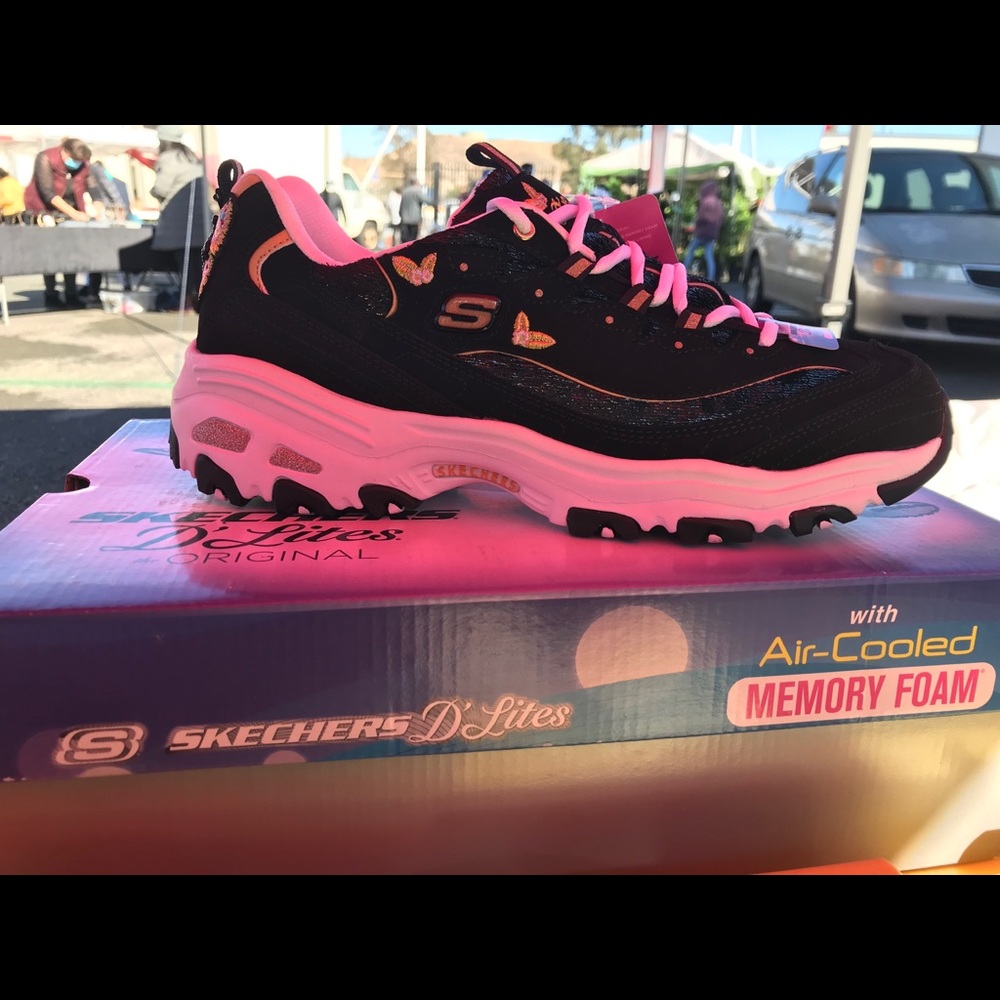 Black/Gold Memory Foam Skechers